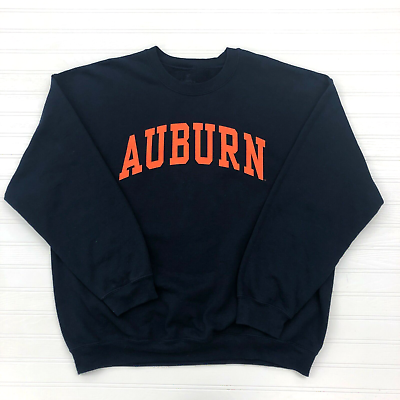 #ad Fanatics Blue University Of Auburn Tigers Letter Logo Sweatshirt Adult Size 2XL $14.50