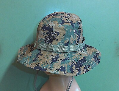 #ad US Marine Corps USMC Woodland MARPAT Camo Jungle Boonie Sun Hat Cap All Sizes $24.99