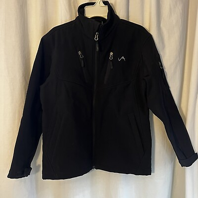 #ad Boys Youth Sz L 10 12 Soft Shell Jacket Blk Full Zip Winter Vertical 9 Kids Coat $19.99