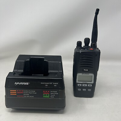 #ad Harris P5400 Two Way Radio With Charger Battery And Antenna MAEX C81XX $49.99