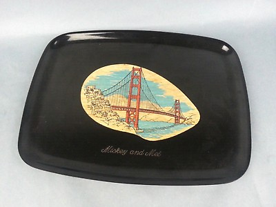#ad Vintage 1960s Couroc Monterey Serving Tray Golden Gate Bridge San Francisco $99.98