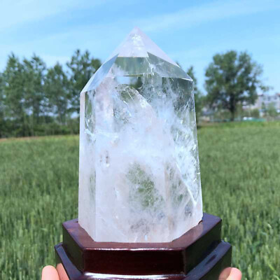 #ad 3.17lb Natural White Clear Quartz Obelisk Crystal Energy Wand Point Reiki GemS $253.80