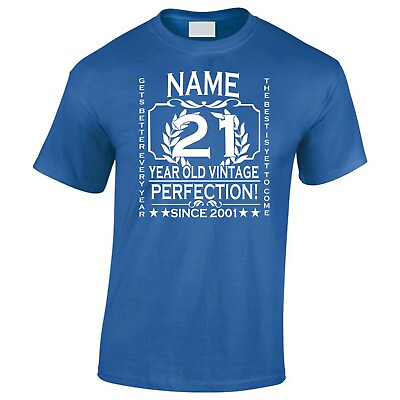 #ad Men#x27;s 21st Birthday T Shirt Gift Add Name Age and Year Of Birth Personalised GBP 12.95