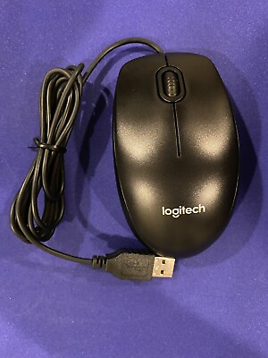 #ad Logitech B100 Optical Mouse Black Model M U0026 USB Wired Scroll Wheel FREE SHIP $12.95