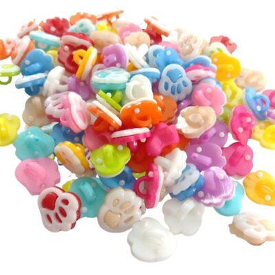 #ad 100pcs Buttons 13mm Candy Colour Small Bear Paw Multicolour Cartoon Child Plasti AU $16.72
