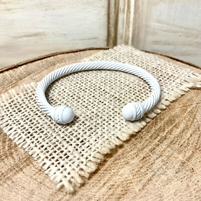 #ad New plain white Color paint Classic 5mm cable cuff bracelet stackable everyday $32.99