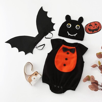 #ad Newborn Infant Baby Boy Girl Halloween Bat Costume 3PCS Romper Set 0 24M US $12.34