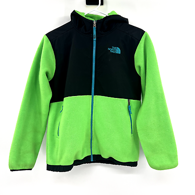 #ad The North Face Boys Size L 14 16 Lime Green Denali Fleece Jacket Hooded $24.99