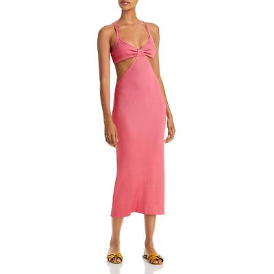 #ad #ad Cult Gaia Womens Serita Pink Ribbed Knit Cut Out Bandeau Midi Dress M BHFO 1370 $47.99