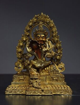 #ad 34 CM China old tibet Bronze gilt Yellow Jambhala Jambala buddha bronze Statue $399.00