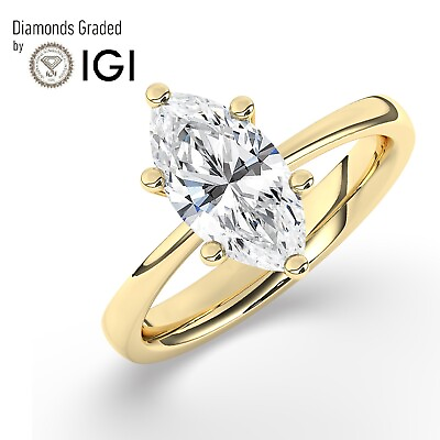 #ad #ad Marquise Solitaire 18K Yellow Gold Engagement Ring E VS1 1.50 ctLab grown IGI $1573.20