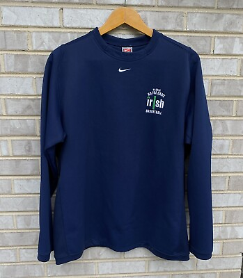 #ad Nike Pullover Notre Dame Basketball Athletic Fleece Long Sleeve Center Swoosh $39.99