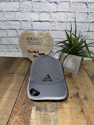 #ad Adidas Hat Cap One Size Gray Featherlight Logo Climalite Strapback $24.99
