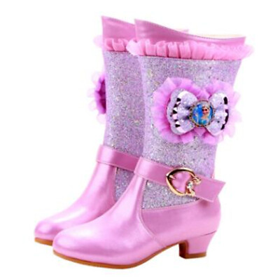 #ad Winter Girls Unique Rhinestones Princess Kids Fancy Party Evening Snow Boots Bow $30.51