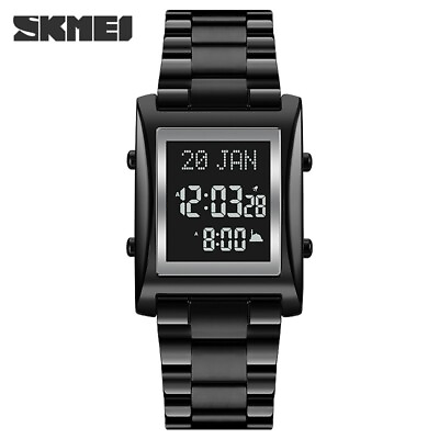 #ad SKMEI LED Light Men Electronic Waterproof Calendar Wristwatch Alarm Prayer Watch $26.30