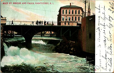 #ad Bridge and Waterfall Pawtucket Rhode Island RI UDB 1906 Postcard A1 $2.95