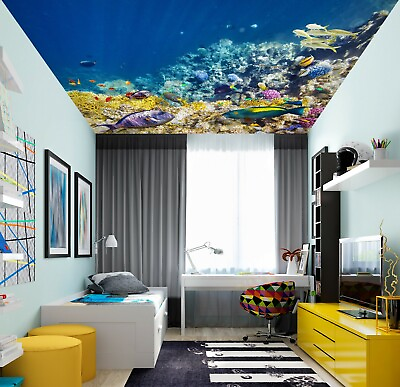 #ad 3D Ocean Coral Fish NA3645 Ceiling WallPaper Murals Wall Print Decal AJ US Fay $116.99