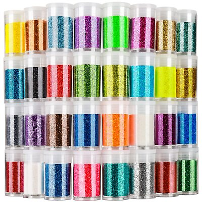 #ad Fine Glitter for Resin Set of 32 Colors Extra Fine Resin Glitter Powder Nail $15.18