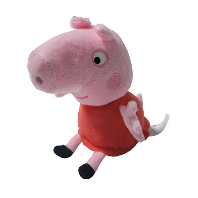 #ad #ad Nickelodeon Jr Peppa Pig 7 inch Pink Red Dress Plush Stuffed Animal Toy Hasbro $5.99