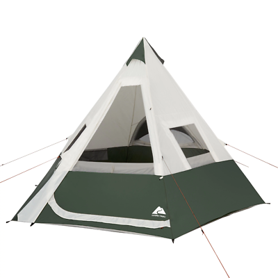#ad Ozark Trail 7 Person 1 Room Teepee Tent with Vented Rear Window Green $152.98