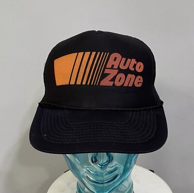 #ad Auto Zone Black Trucker Trucker Ball Cap Hat Snapback Cobra Vintage $10.99