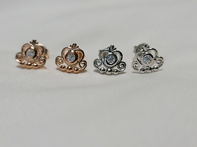 #ad 2 Cute Tiara Crown Pierced Earring Pairs Gift Set Girls amp; Women Silver Copper $7.80
