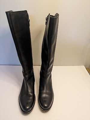 #ad Franco Sarto Womens Leather Riding Tall Black Boots Sz 8 $35.00