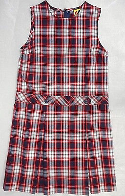 #ad Girls R K Red White amp; Blue Plaid Uniform Jumper Dress Sizes 5 18 $16.00