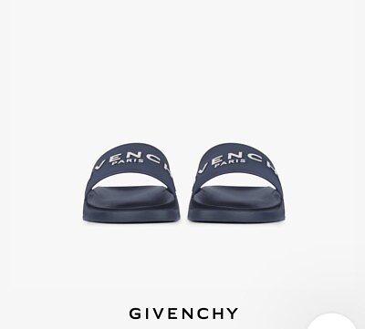 #ad Givenchy Women#x27;s Sandal Logo Pool Slides Steel Blue Size 39 Us 8. Run Small. $220.00