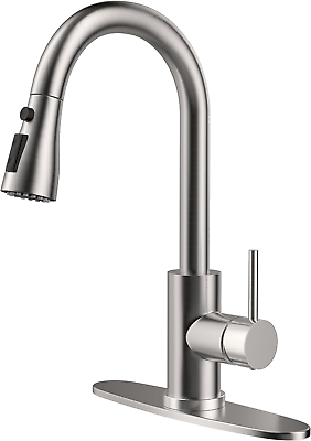 #ad Single Handle High Arc Brushed Nickel Pull Out Kitchen Faucet Single Level Stai $36.20