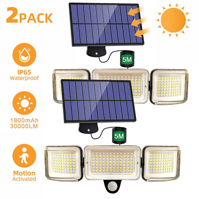 #ad 224 LED Solar Lights Outdoor 90000LM Waterproof Motion Sensor Security Wall Lamp $12.97