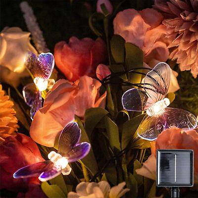 #ad 20 LED Butterfly String Lights Battery Powered Purple Butterfly Fairy Lights $20.87