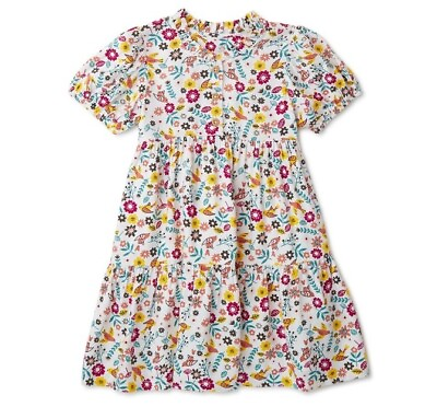 #ad Wonder Nation Ivory w Multicolored Floral Design Rayon Girls Size 3T Dress $16.00