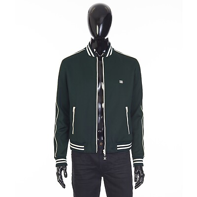#ad CELINE 1600$ Green Teddy Jacket Triomphe Embroidery Double Face Jersey $1120.00