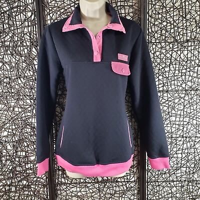 #ad NWT SIMPLY SOUTHERN WOMENS LONG SLEEVE 4 SNAP PULLOVER SHIRT SZ. S BLACK PINK $24.99
