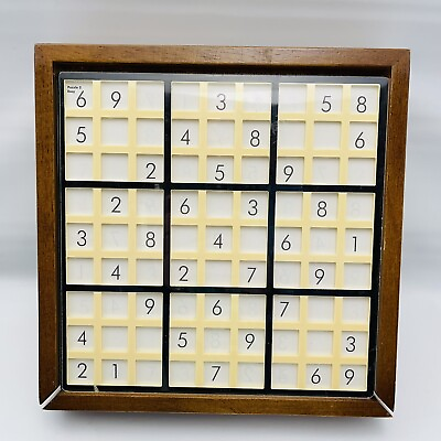 #ad Sudoku Deluxe Wooden Game Board Number Tiles and Tray Complete $15.99