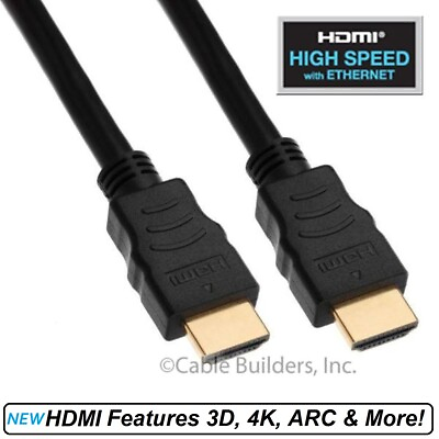 #ad HIGH SPEED HDMI CABLE with ETHERNET 2.0 4K for HDTV BluRay GAME CONSOLE and MORE $11.99