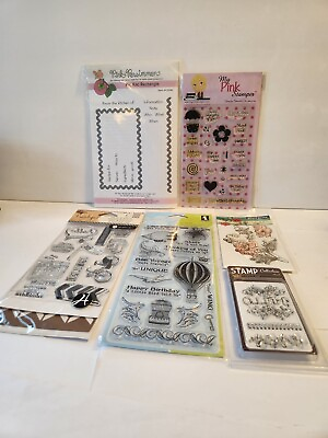 #ad Lot of 6 Packs of Clear Stamps American Crafts Inkadinkado Hampton Art New $34.19