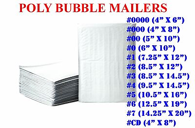#ad Poly Bubble Mailers Padded Envelopes Protective Packaging Shipping Mailing Bags $50.61