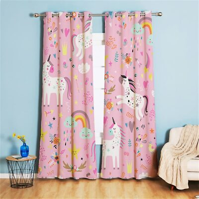 #ad Pink Blackout Curtains Unicorn Curtains for Kids Girls Nursery Room Thermal I... $58.95