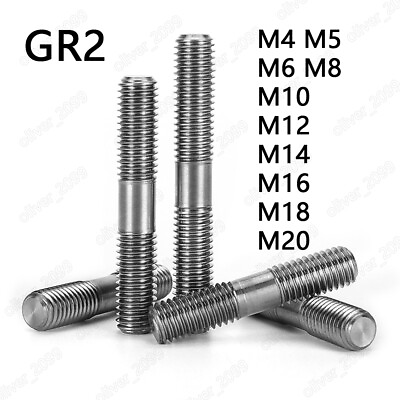 #ad Titanium GR2 Double End Studs Rods Clamping Type M4 M5 M6 M8 M10 M12 M14 M16 M20 $110.95