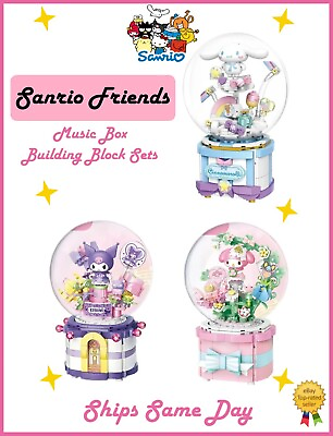 #ad Official Sanrio Characters Music Boxes Building Block Sets Creative DIY Fun NEW $71.97