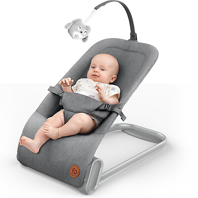 #ad BabyBond Baby Bouncer Baby Seat with Toys 0 6 Months Portable Gray $67.00