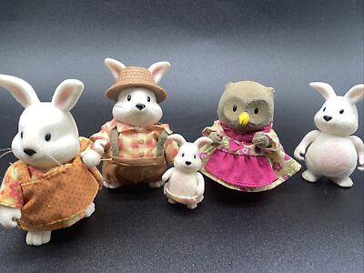 #ad Lil Woodzeez Lot Vintage Owl Rabbit Family Bunny Rabbit Mom Dad Baby $12.79