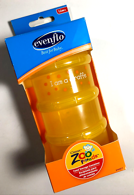 #ad Evenflo FOOD STORAGE CONTAINERS 3 PACK Yellow ZOO Friends Giraffe Baby NEW $8.25