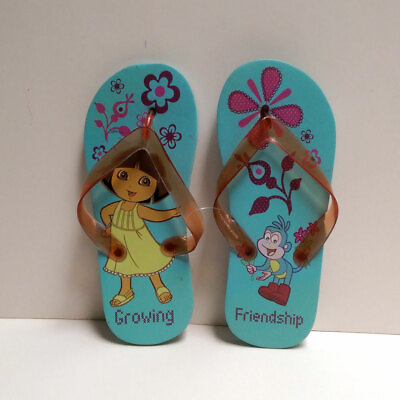 #ad Dora The Explorer Kids Girls Flip Flops Beach Sandals Kids Girls Blue Large 2 3 $4.95