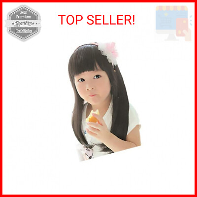 #ad Black Straight Wigs for Kids Heat Friendly Cosplay Wig with Flat Bangs $13.88