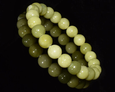 #ad Natural Jade Gemstone Spacer Round Sphere Loose Bead 86ct 8mm 7quot; Bracelet AN 036 $9.99