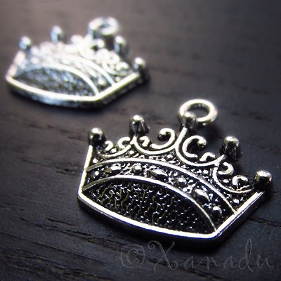 #ad Crown Charms Wholesale Antiqued Silver Plated Pendants C3145 10 20 Or 50PCs $2.50