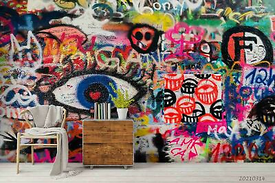 #ad 3D Abstract Graffiti Wallpaper Wall Mural Removable Self adhesive 76 AU $349.99